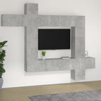 Meuble TV Gris et Blanc Effet Béton - 9 Pièces-Mon Meuble TV-Gris béton-1-1