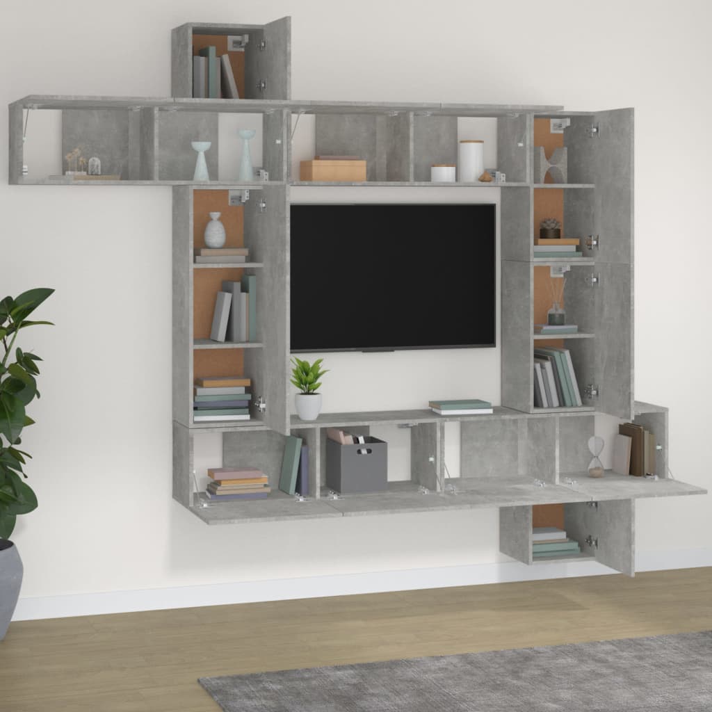 Meuble TV Gris et Blanc Effet Béton - 9 Pièces-Mon Meuble TV-Gris béton-1-3