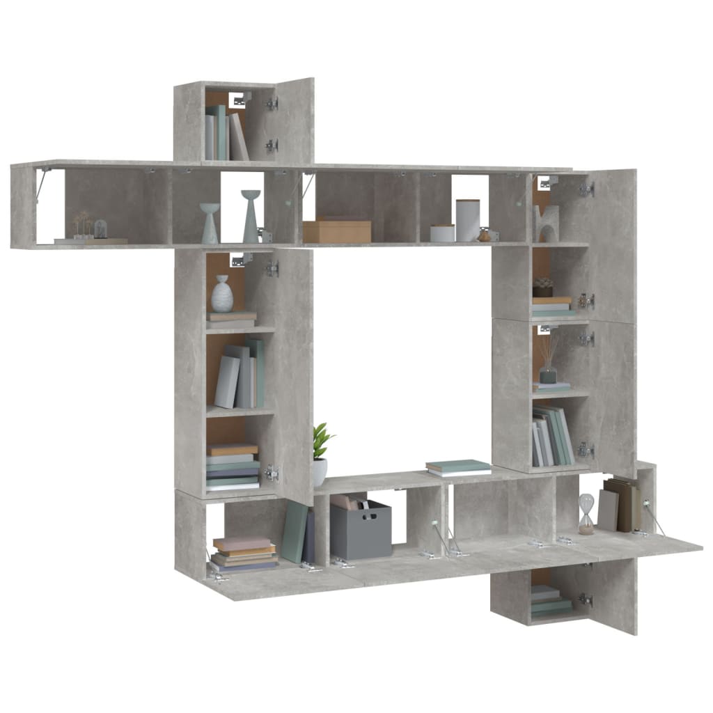 Meuble TV Gris et Blanc Effet Béton - 9 Pièces-Mon Meuble TV-Gris béton-1-4