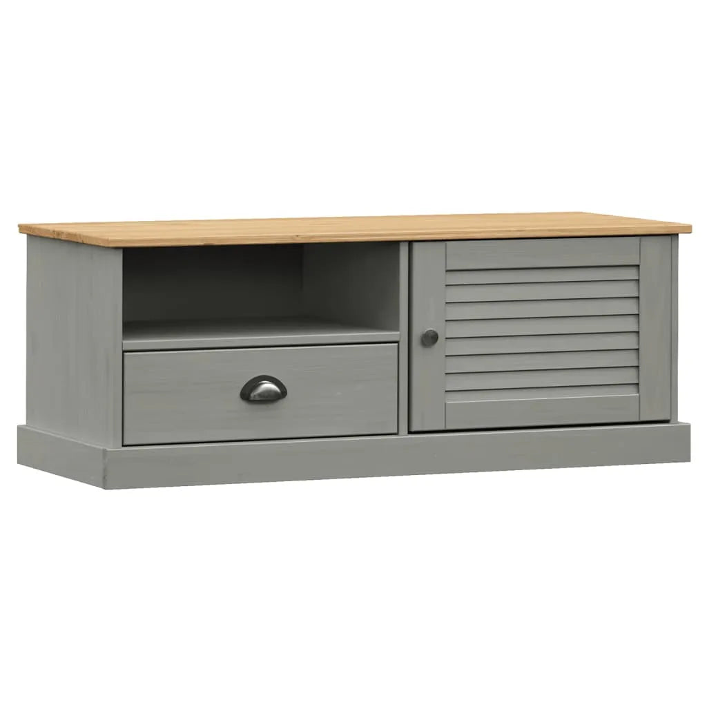 Meuble TV Gris et Bois Clair en Pin - 106 cm-Mon Meuble TV-Gris-1