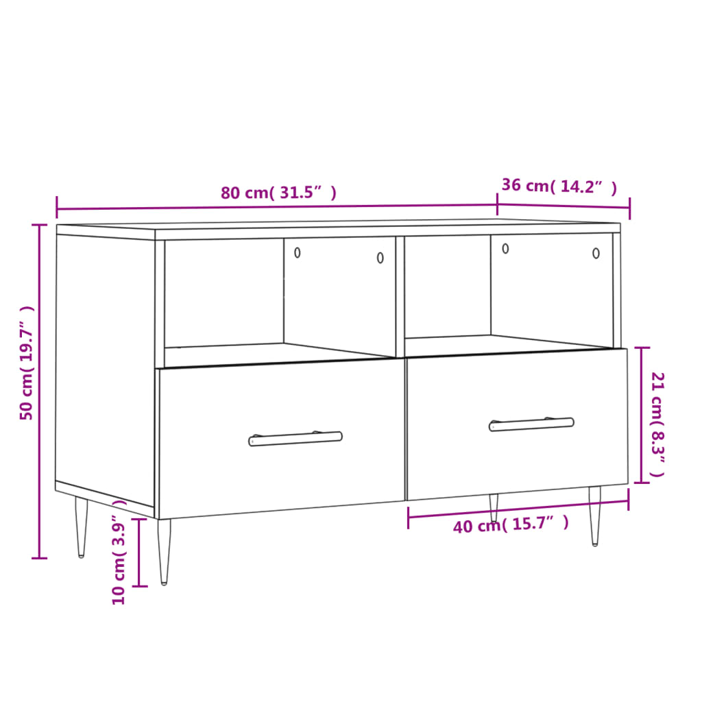 Meuble TV Gris et Or Effet Béton - 80 cm-Mon Meuble TV-Noir-1-12