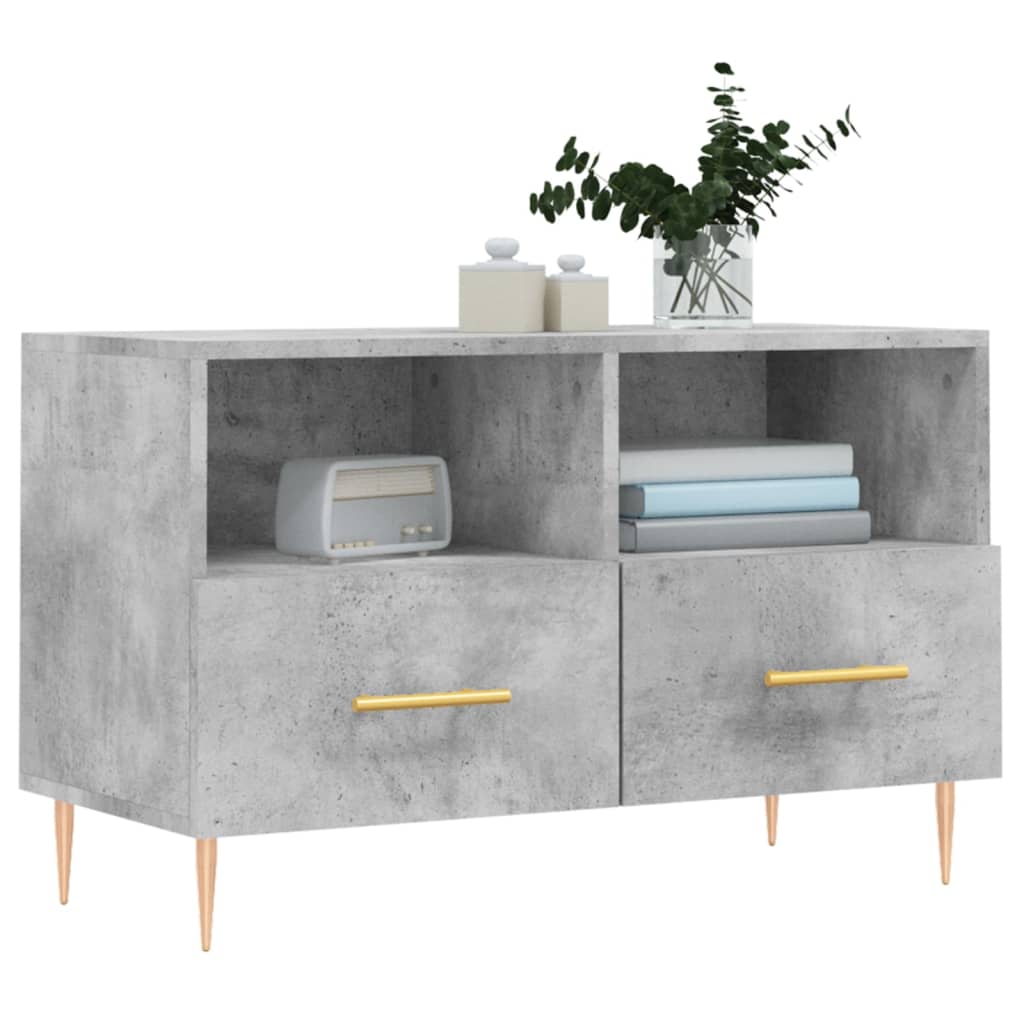 Meuble TV Gris et Or Effet Béton - 80 cm-Mon Meuble TV-Noir-1-3