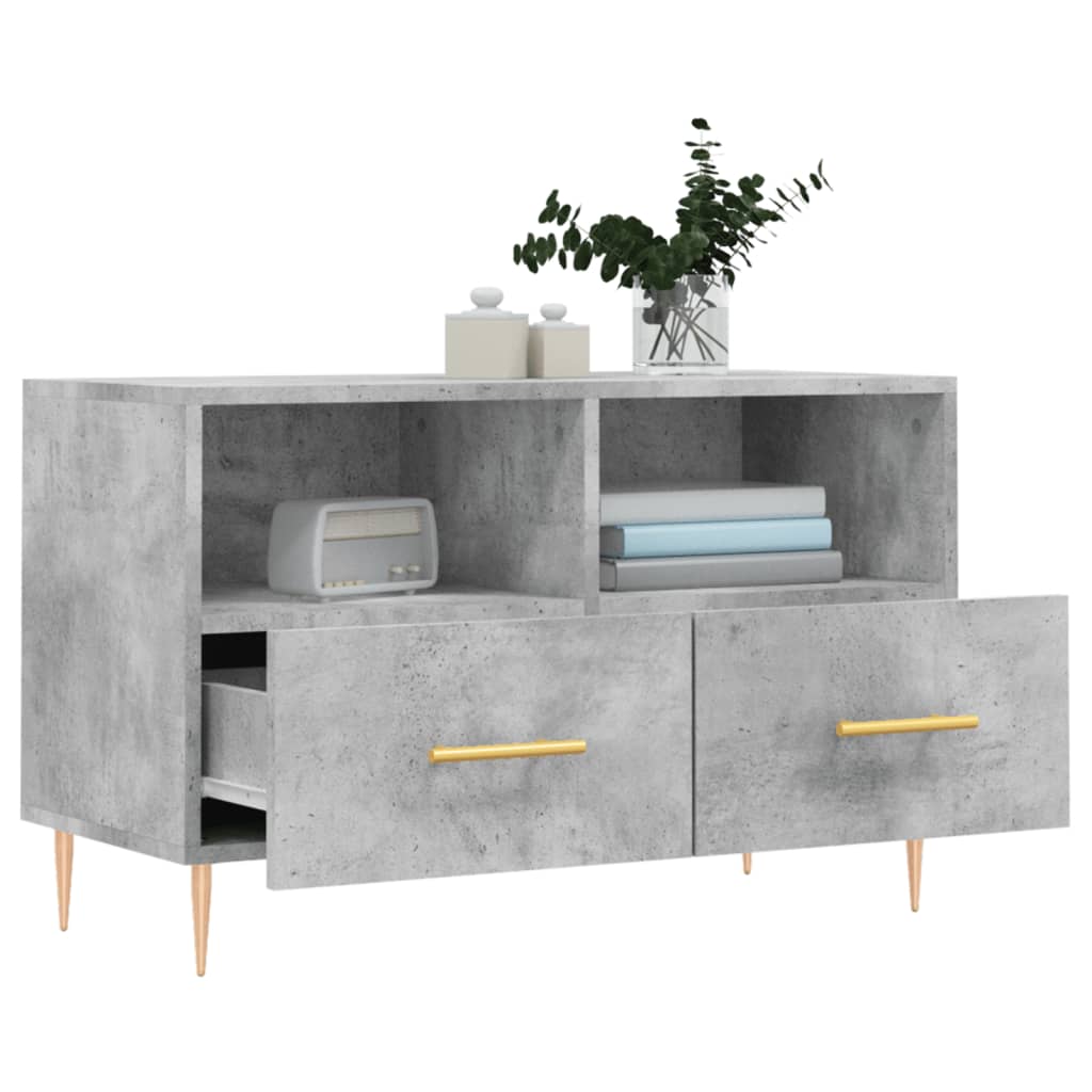 Meuble TV Gris et Or Effet Béton - 80 cm-Mon Meuble TV-Noir-1-4