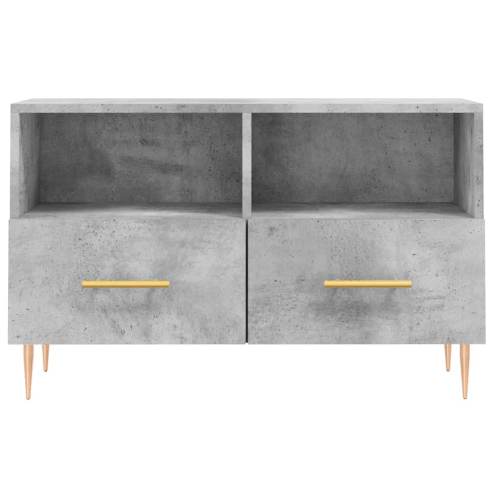 Meuble TV Gris et Or Effet Béton - 80 cm-Mon Meuble TV-Noir-1-5
