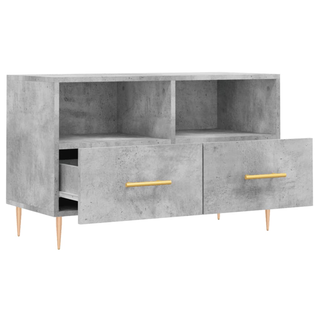 Meuble TV Gris et Or Effet Béton - 80 cm-Mon Meuble TV-Noir-1-6
