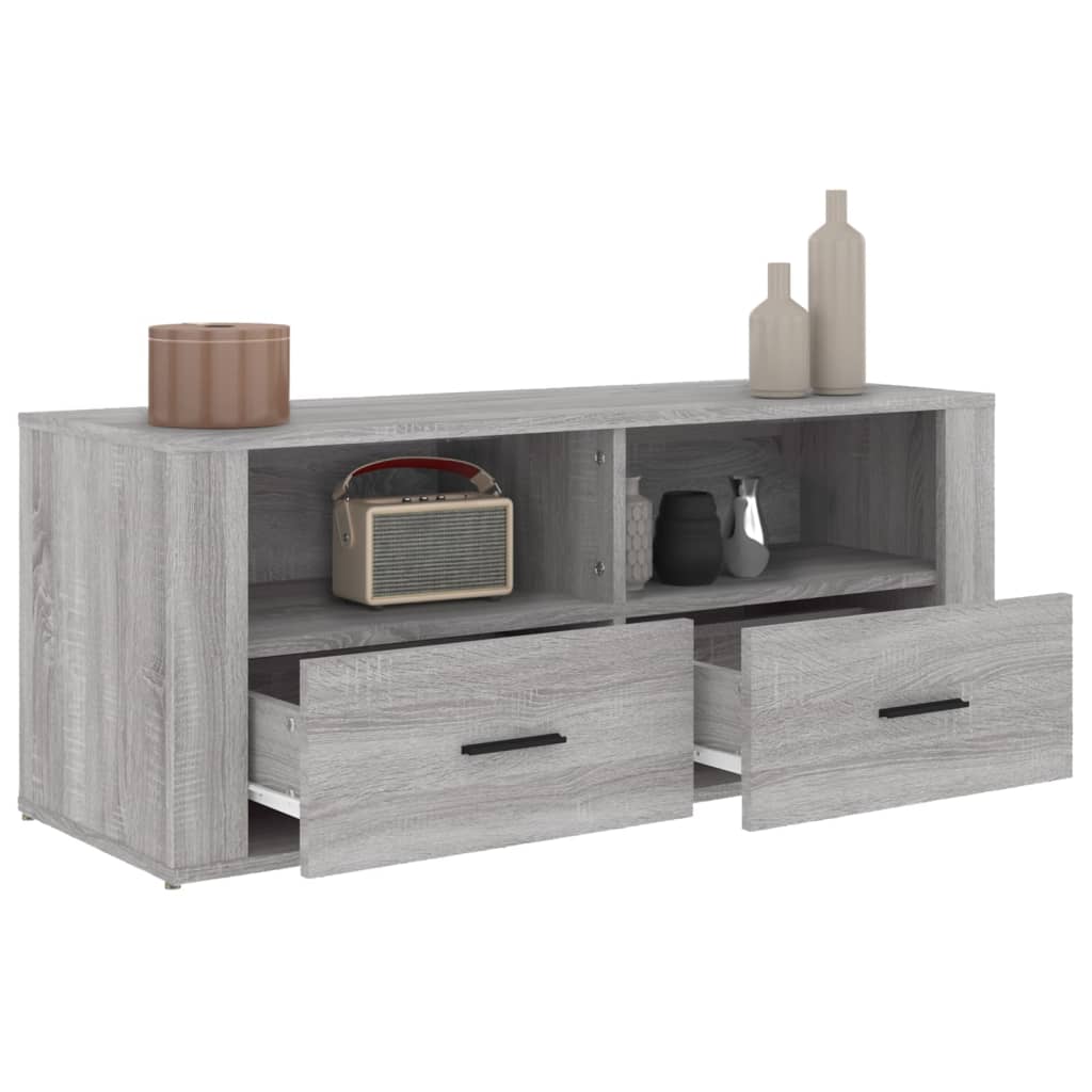 Meuble TV Gris Foncé Effet Bois - 100 cm-Mon Meuble TV-Sonoma gris-1-5