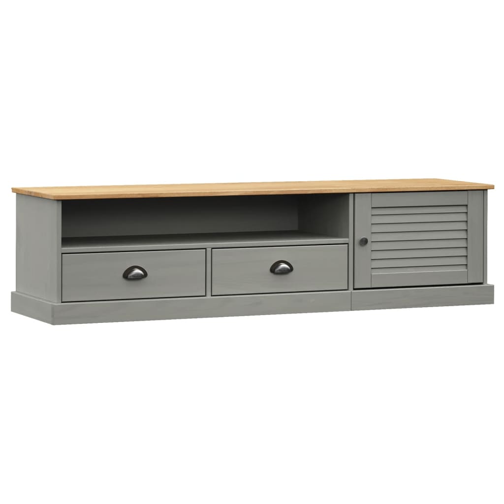Meuble TV Gris Marron en Pin Massif - 156 cm-Mon Meuble TV-Gris-1