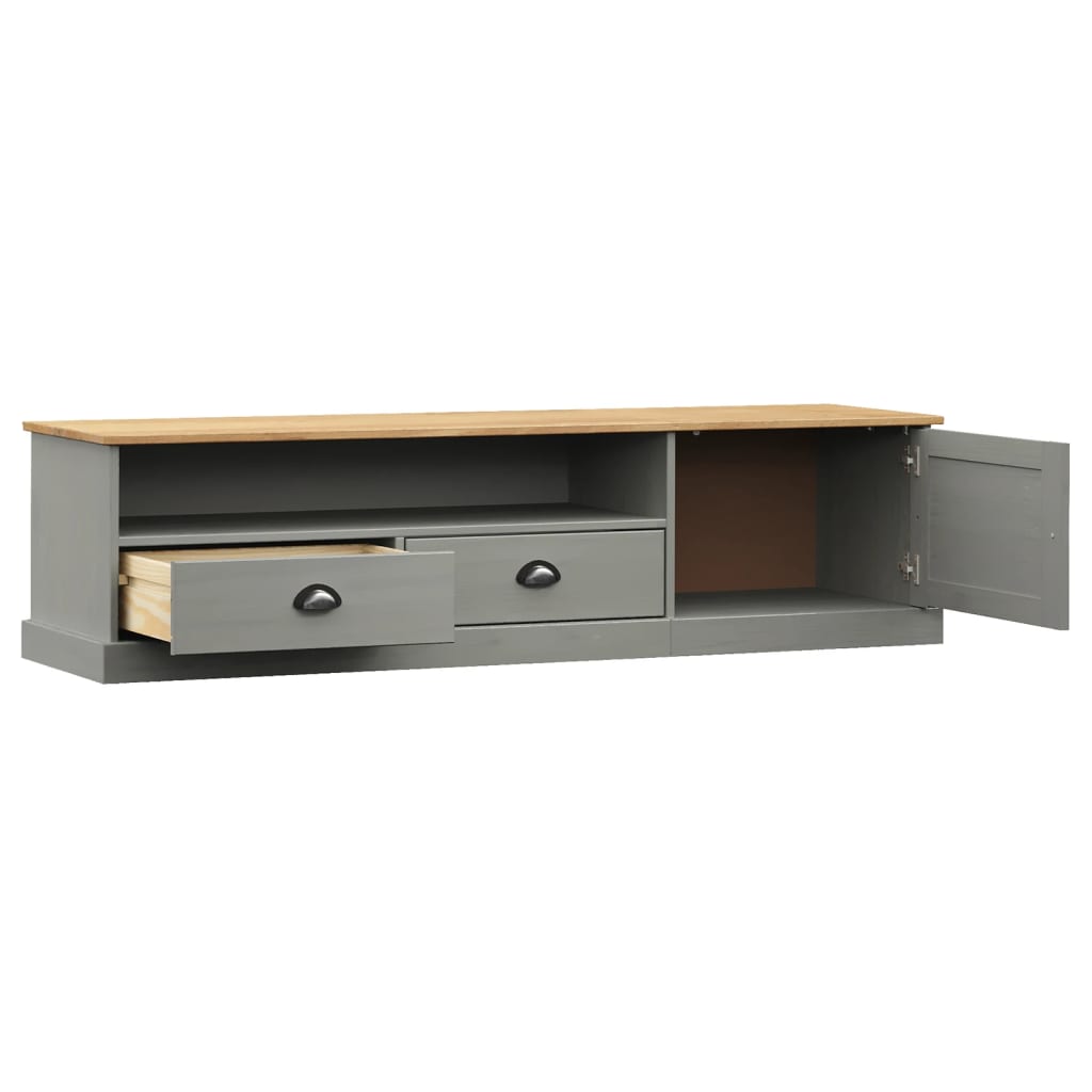 Meuble TV Gris Marron en Pin Massif - 156 cm-Mon Meuble TV-Gris-4