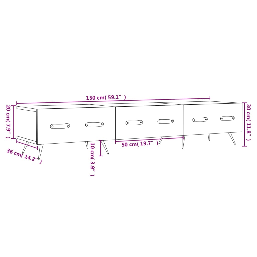 Meuble TV Gris Mat Effet Chêne - 150 cm-Mon Meuble TV-Gris béton-1-12