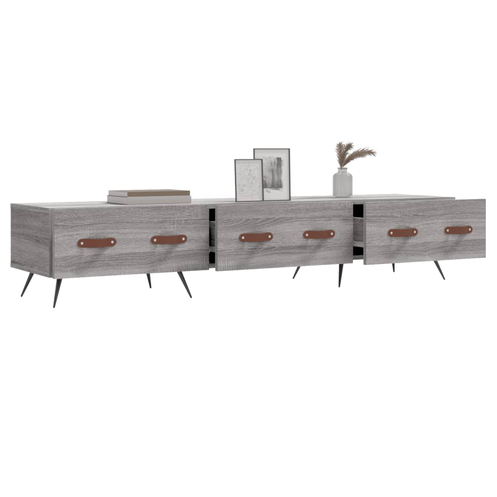 Meuble TV Gris Mat Effet Chêne - 150 cm-Mon Meuble TV-Gris béton-1-4