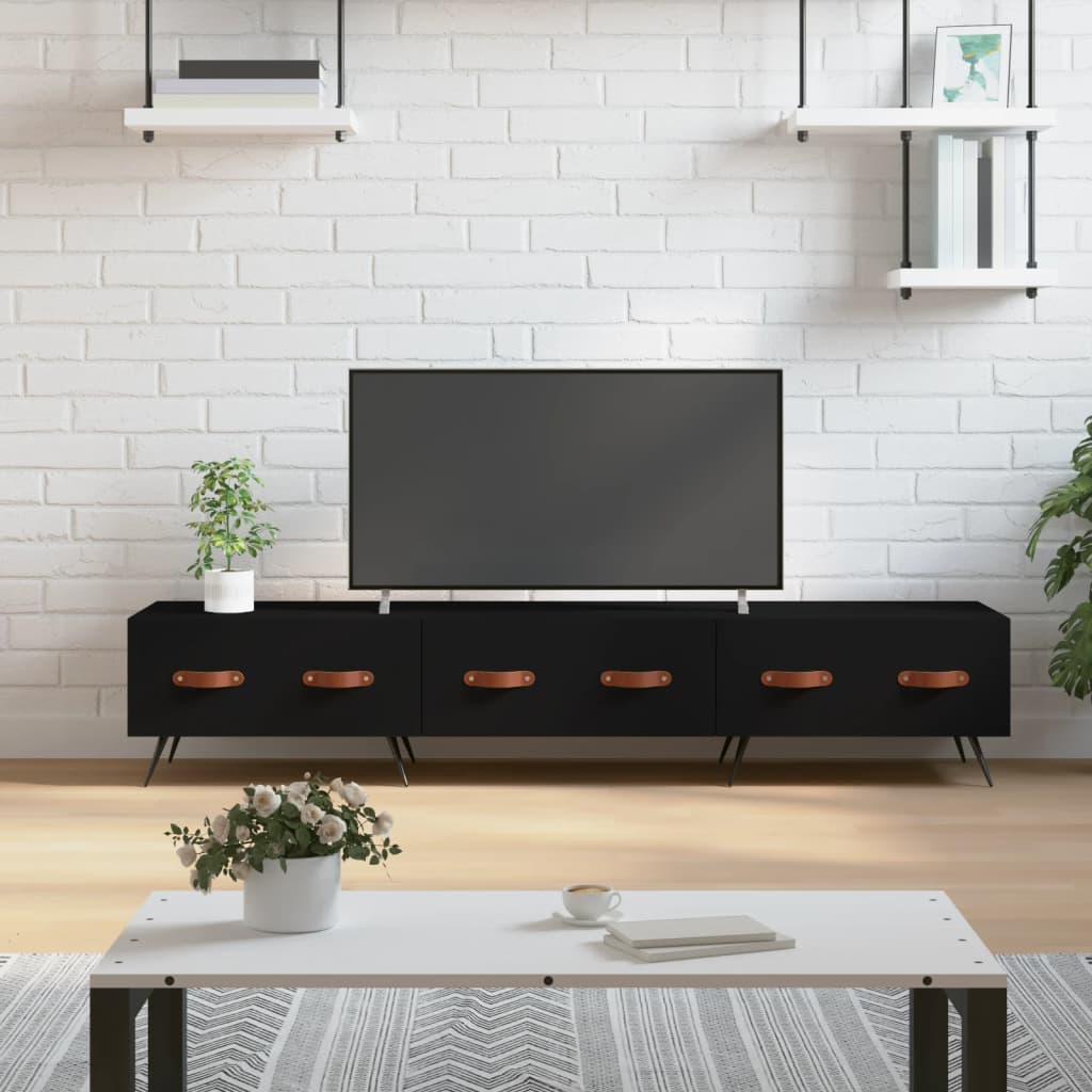 Meuble TV Gris Mat Effet Chêne - 150 cm-Mon Meuble TV-Noir-1-16