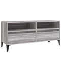 Meuble TV Gris Moderne Effet Chêne et Métal - 100 cm-Mon Meuble TV-100 cm-1-34.5 cm-2