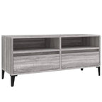 Meuble TV Gris Moderne Effet Chêne et Métal - 100 cm-Mon Meuble TV-100 cm-1-34.5 cm-2