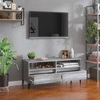 Meuble TV Gris Moderne Effet Chêne et Métal - 100 cm-Mon Meuble TV-100 cm-1-34.5 cm-3