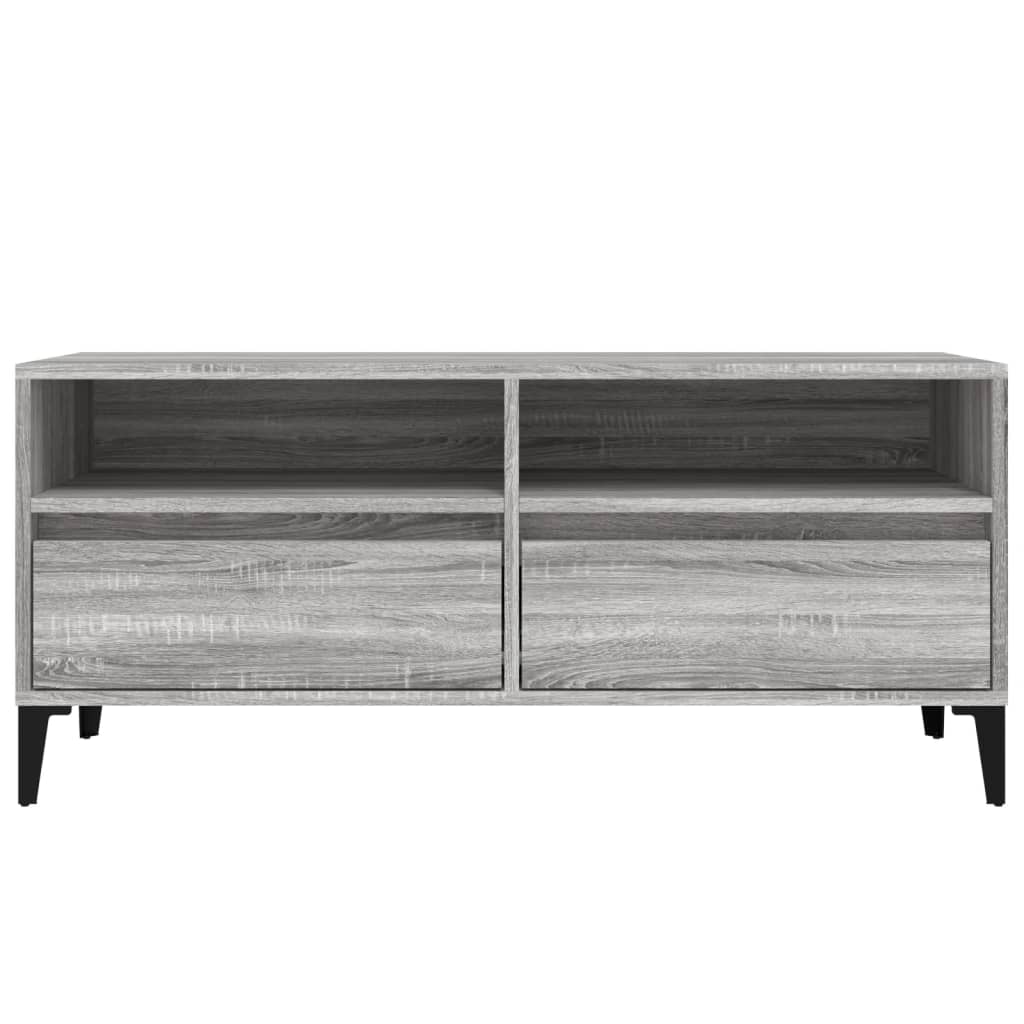 Meuble TV Gris Moderne Effet Chêne et Métal - 100 cm-Mon Meuble TV-100 cm-1-34.5 cm-6