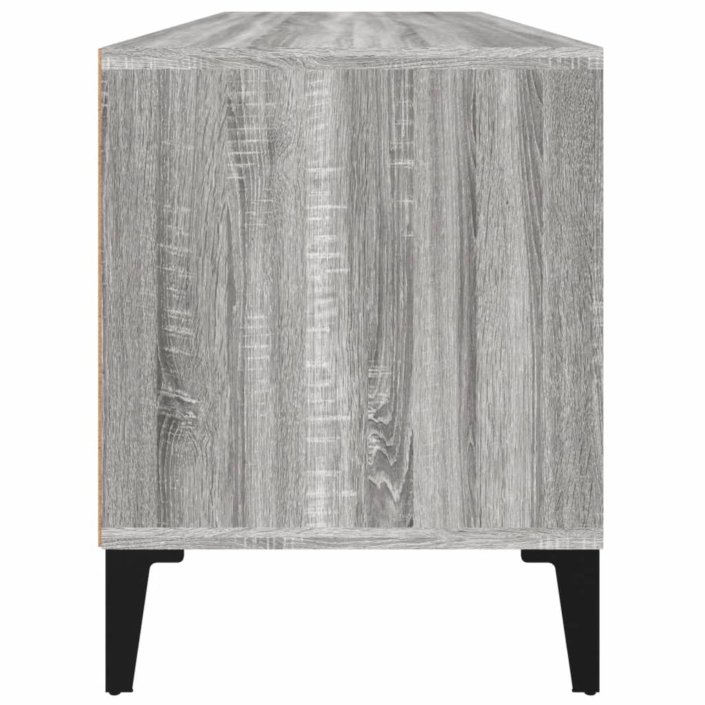 Meuble TV Gris Moderne Effet Chêne et Métal - 100 cm-Mon Meuble TV-100 cm-1-34.5 cm-7