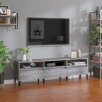 Meuble TV Gris Moderne Effet Chêne et Métal - 100 cm-Mon Meuble TV-150 cm-1-30 cm-11