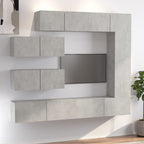 Meuble TV Gris Mural Effet Béton - 7 Pièces-Mon Meuble TV-1