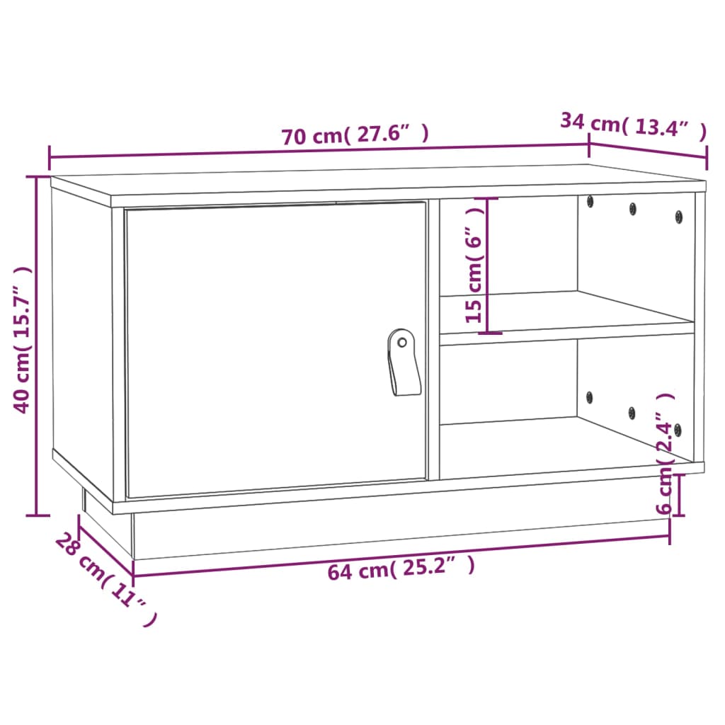 Meuble TV Gris Noir en Pin Massif - 70 cm-Mon Meuble TV-Gris-1-10