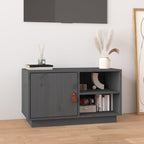 Meuble TV Gris Noir en Pin Massif - 70 cm-Mon Meuble TV-Gris-1-12