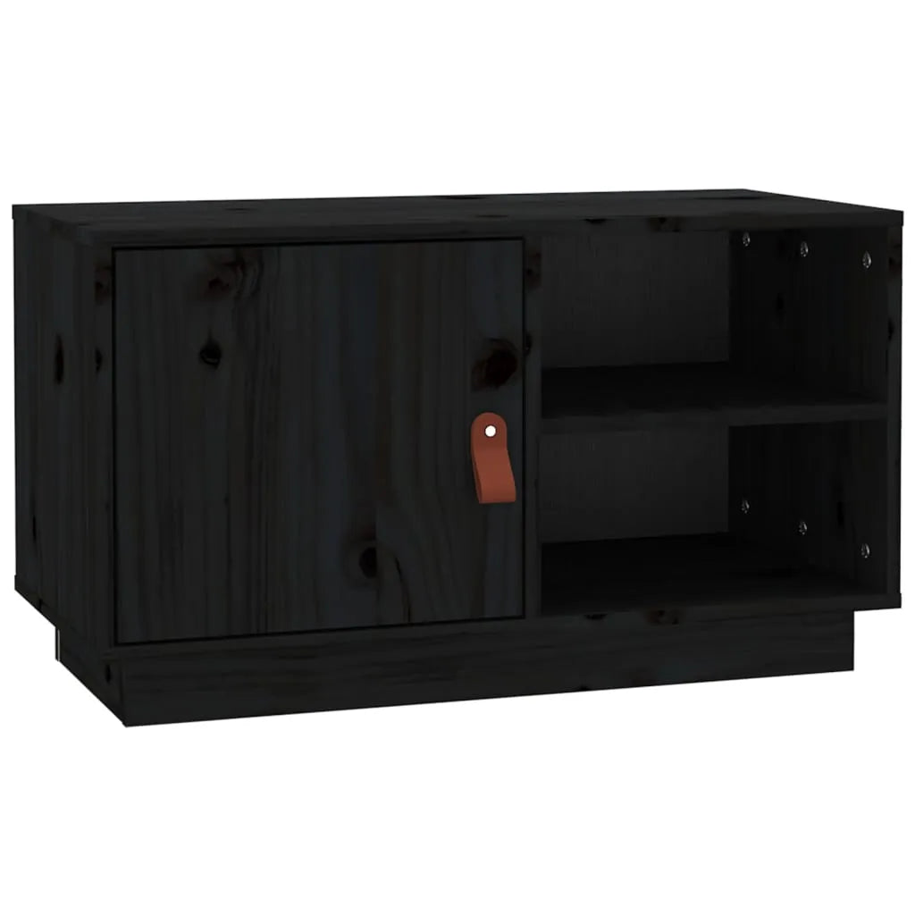 Meuble TV Gris Noir en Pin Massif - 70 cm-Mon Meuble TV-Gris-1-2