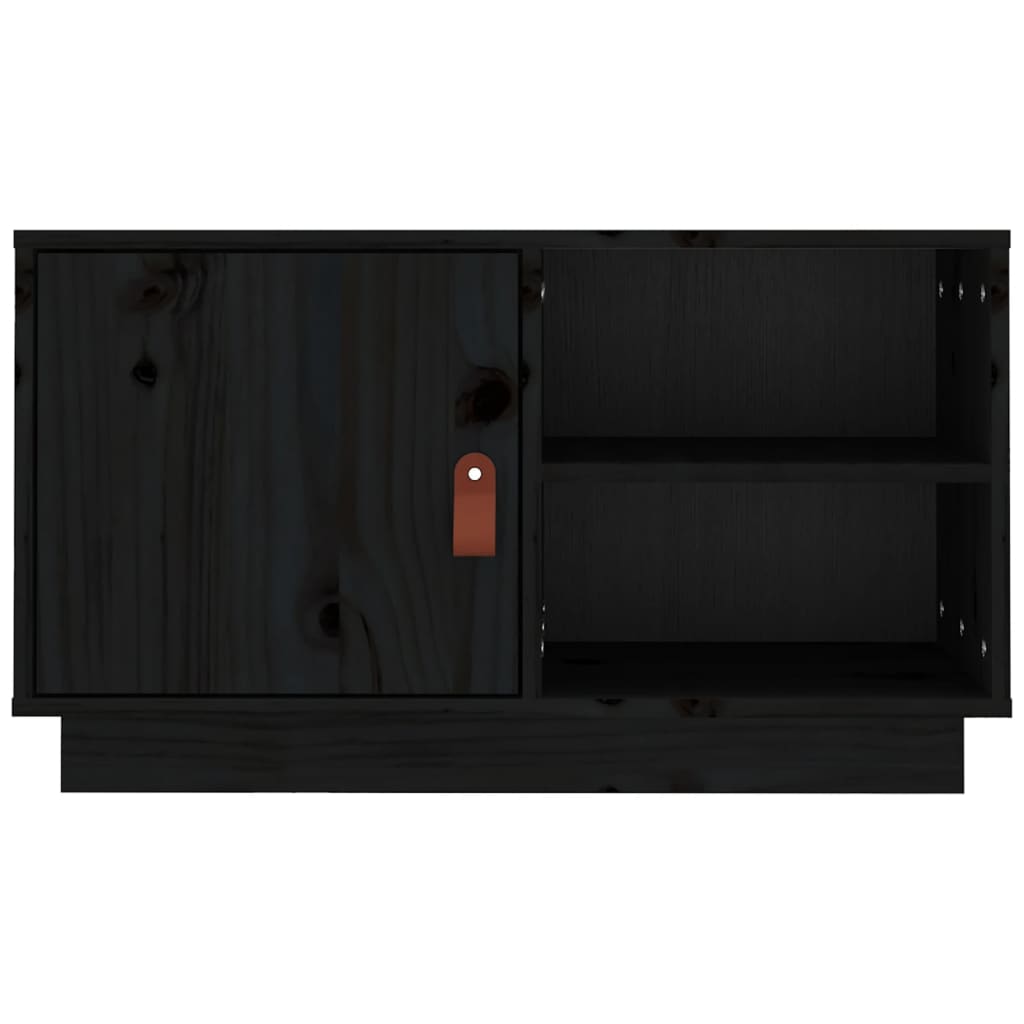 Meuble TV Gris Noir en Pin Massif - 70 cm-Mon Meuble TV-Gris-1-6