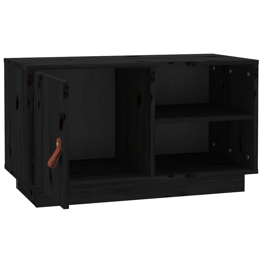Meuble TV Gris Noir en Pin Massif - 70 cm-Mon Meuble TV-Gris-1-7