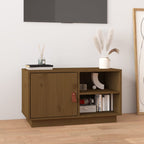 Meuble TV Gris Noir en Pin Massif - 70 cm-Mon Meuble TV-marron miel-1-13