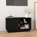 Meuble TV Gris Noir en Pin Massif - 70 cm-Mon Meuble TV-Noir-1-1