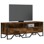 Meuble TV Gris Sable Effet Chêne et Métal - 122 cm-Mon Meuble TV-Chêne fumé-1-13