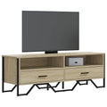 Meuble TV Gris Sable Effet Chêne et Métal - 122 cm-Mon Meuble TV-Chêne sonoma-1-1
