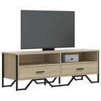 Meuble TV Gris Sable Effet Chêne et Métal - 122 cm-Mon Meuble TV-Chêne sonoma-1-1