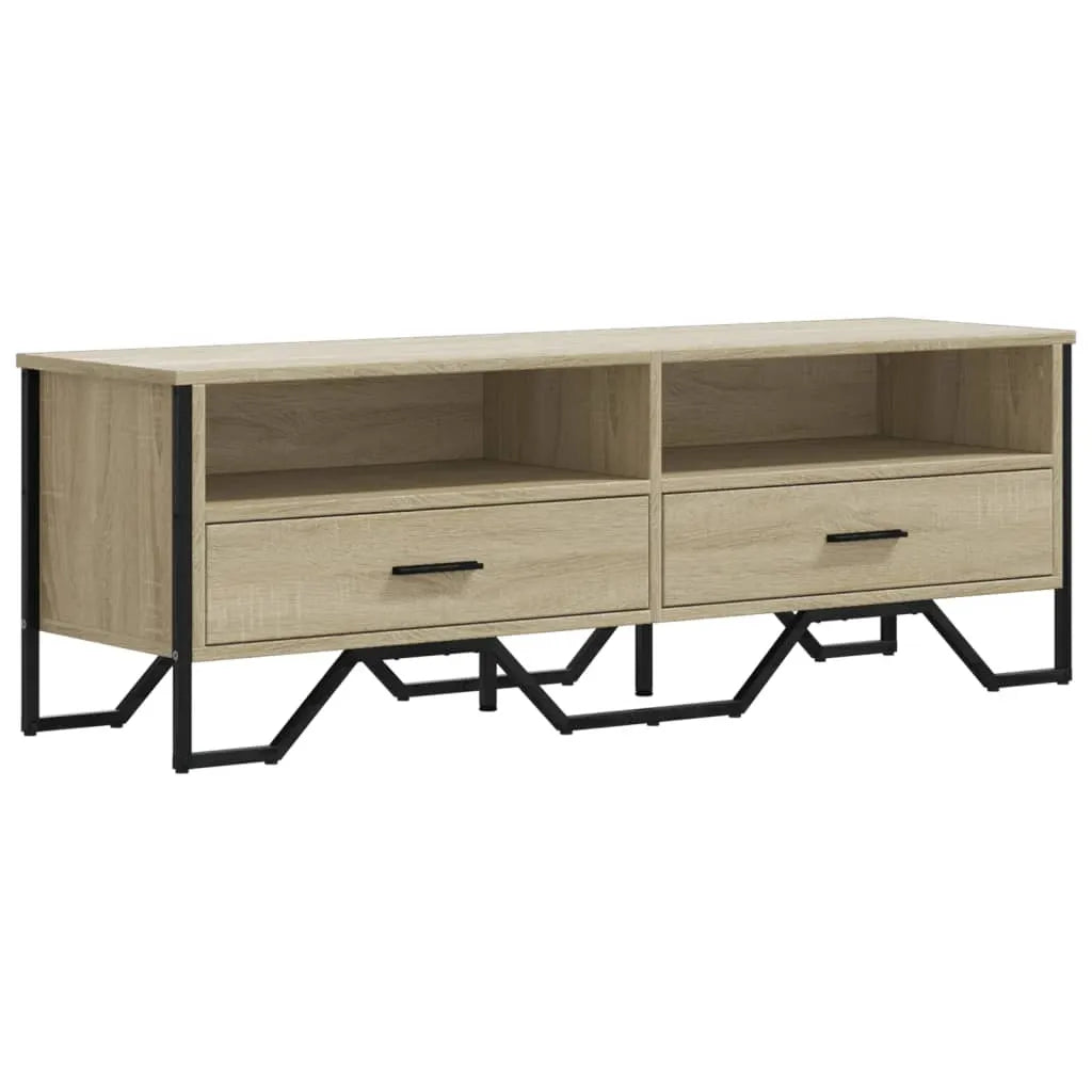 Meuble TV Gris Sable Effet Chêne et Métal - 122 cm-Mon Meuble TV-Chêne sonoma-1-2