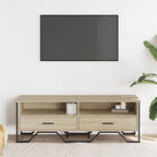 Meuble TV Gris Sable Effet Chêne et Métal - 122 cm-Mon Meuble TV-Chêne sonoma-1-3