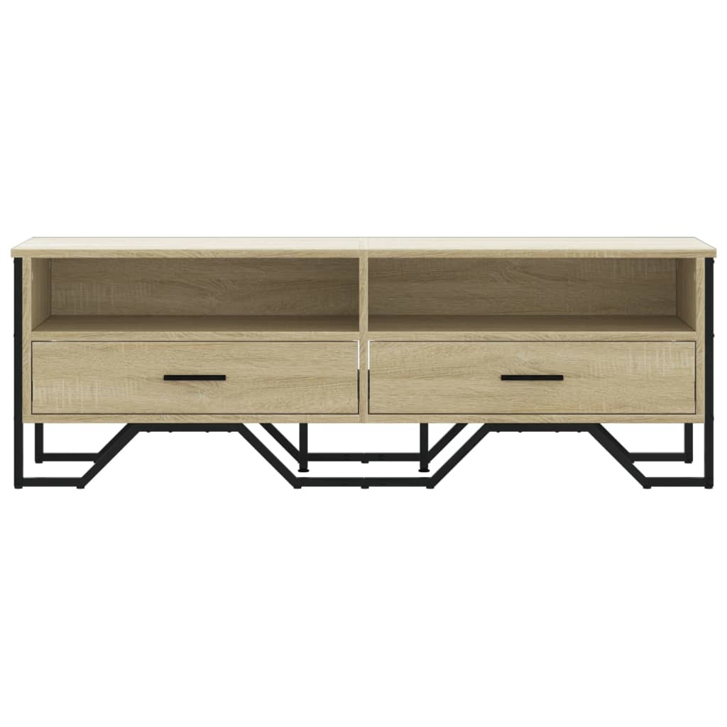 Meuble TV Gris Sable Effet Chêne et Métal - 122 cm-Mon Meuble TV-Chêne sonoma-1-4