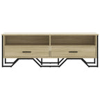 Meuble TV Gris Sable Effet Chêne et Métal - 122 cm-Mon Meuble TV-Chêne sonoma-1-4