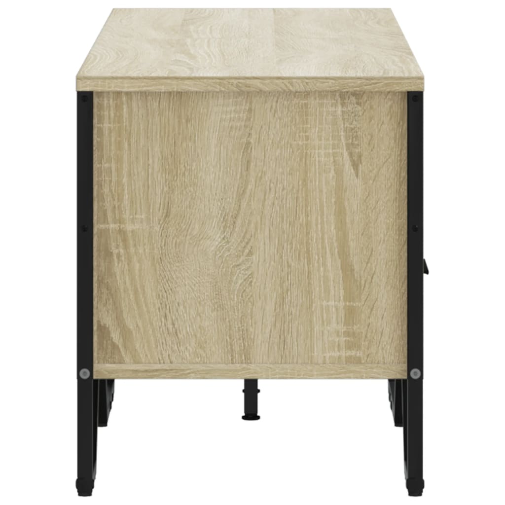 Meuble TV Gris Sable Effet Chêne et Métal - 122 cm-Mon Meuble TV-Chêne sonoma-1-5