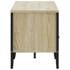 Meuble TV Gris Sable Effet Chêne et Métal - 122 cm-Mon Meuble TV-Chêne sonoma-1-5