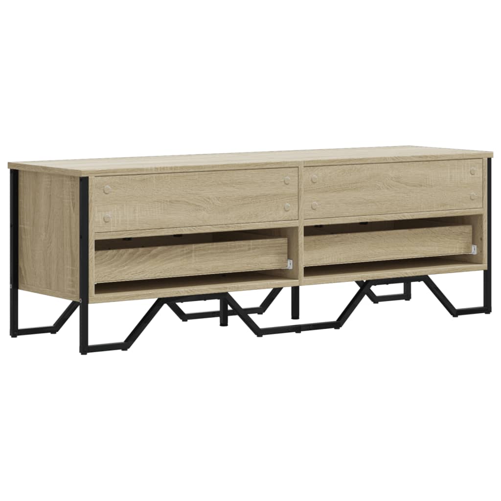 Meuble TV Gris Sable Effet Chêne et Métal - 122 cm-Mon Meuble TV-Chêne sonoma-1-6