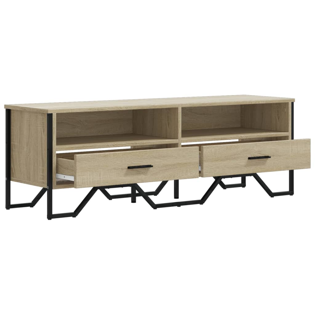 Meuble TV Gris Sable Effet Chêne et Métal - 122 cm-Mon Meuble TV-Chêne sonoma-1-7