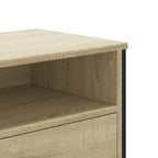 Meuble TV Gris Sable Effet Chêne et Métal - 122 cm-Mon Meuble TV-Chêne sonoma-1-8