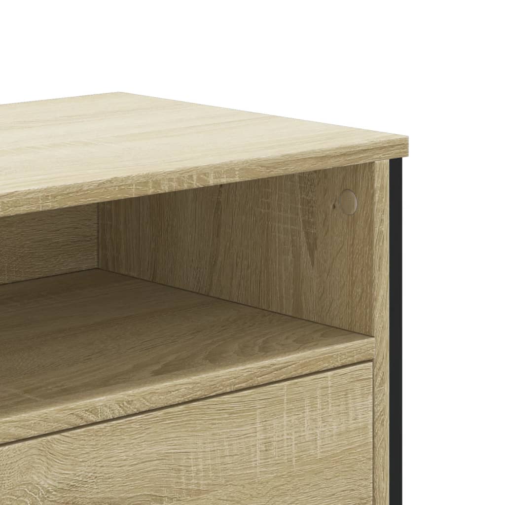 Meuble TV Gris Sable Effet Chêne et Métal - 122 cm-Mon Meuble TV-Chêne sonoma-1-8
