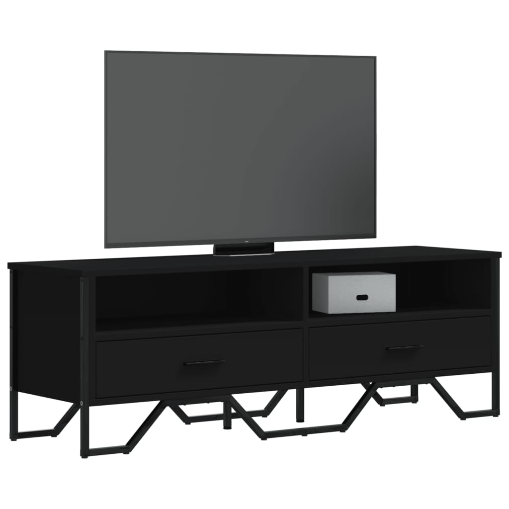 Meuble TV Gris Sable Effet Chêne et Métal - 122 cm-Mon Meuble TV-Noir-1-14