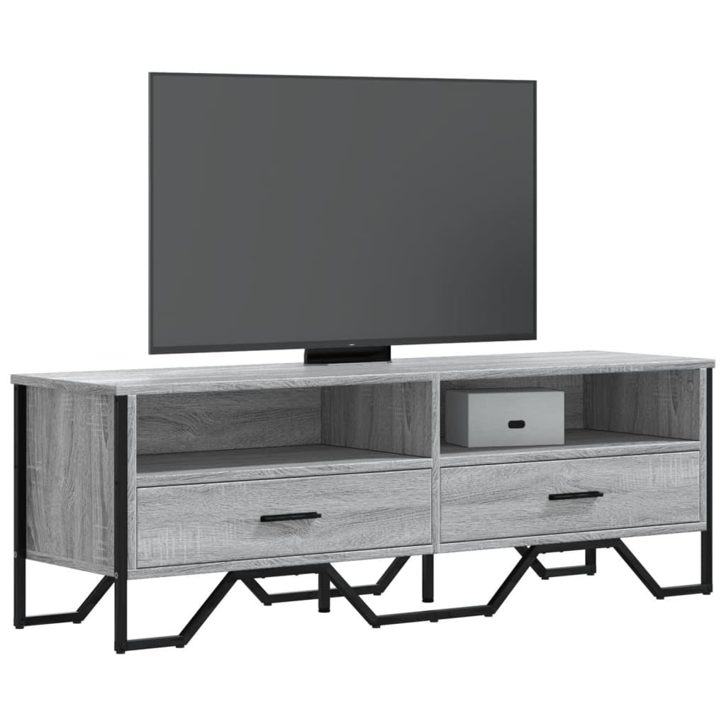 Meuble TV Gris Sable Effet Chêne et Métal - 122 cm-Mon Meuble TV-Sonoma gris-1-11
