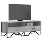 Meuble TV Gris Sable Effet Chêne et Métal - 122 cm-Mon Meuble TV-Sonoma gris-1-11