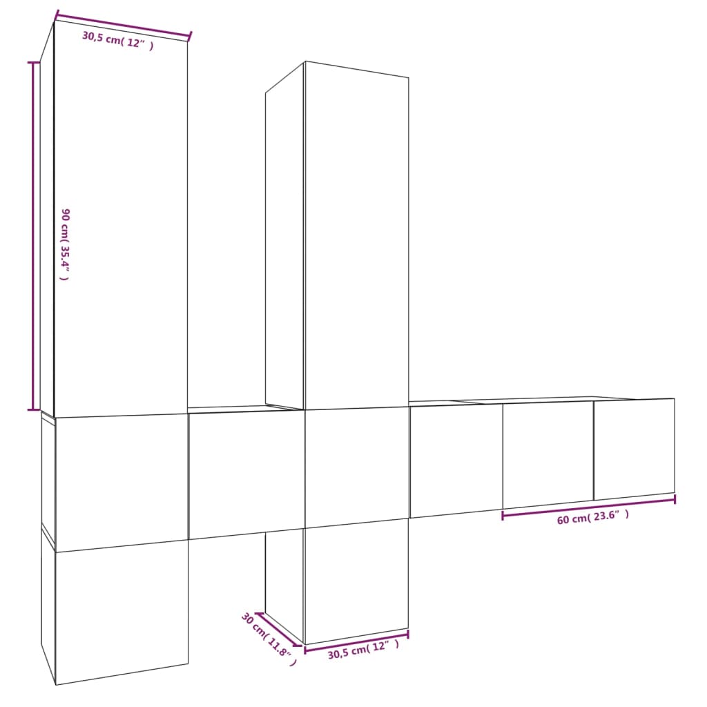 Meuble TV Gris Suspendu Effet Sonoma - 7 Pièces-Mon Meuble TV-Sonoma gris-6