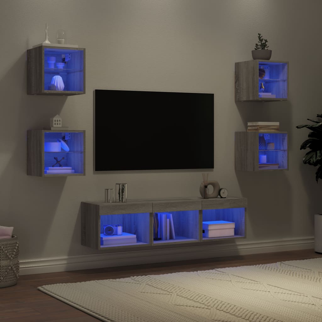 Meuble TV Gris Taupe Effet Chêne - 7 Pièces-Mon Meuble TV-Sonoma gris-7-17