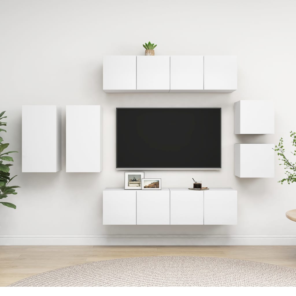 Meuble TV Haut Effet Béton - 8 Pièces-Mon Meuble TV-Blanc-60 cm-18