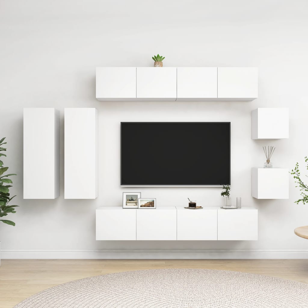 Meuble TV Haut Effet Béton - 8 Pièces-Mon Meuble TV-Blanc-80 cm-19