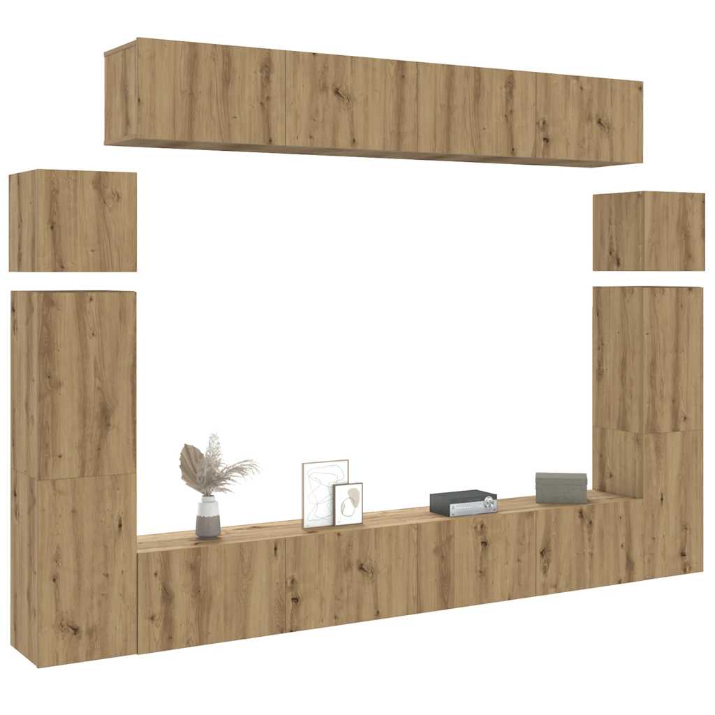 Meuble TV Haut Effet Béton - 8 Pièces-Mon Meuble TV-chêne artisanal-100 cm-14